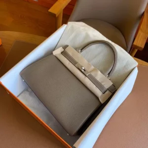 Hermès kelly Togo Etoupe Grey Silver Hardware 28cm Full Handmade